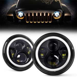 7 Polegada Levou Luzes Halo Para Jeep Wrangler JK CJ TJ Harley Davidson Hummer H2 Royal Enfield Acessórios Do Carro