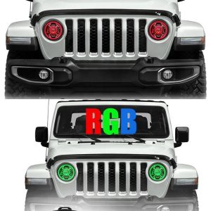 A cor de 9 polegadas que muda RGB conduziu luzes de halo para Jeep Wrangler JL 2018 2019