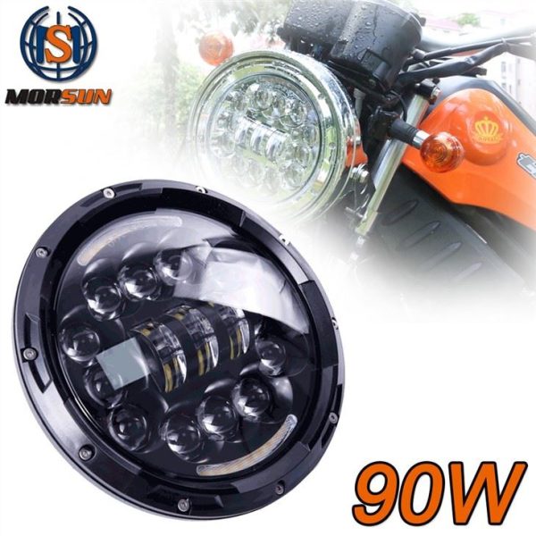 Farol led cromado preto para Jeep JK TJ FJ DRL 90W Luz Redonda com Motocicleta Halo