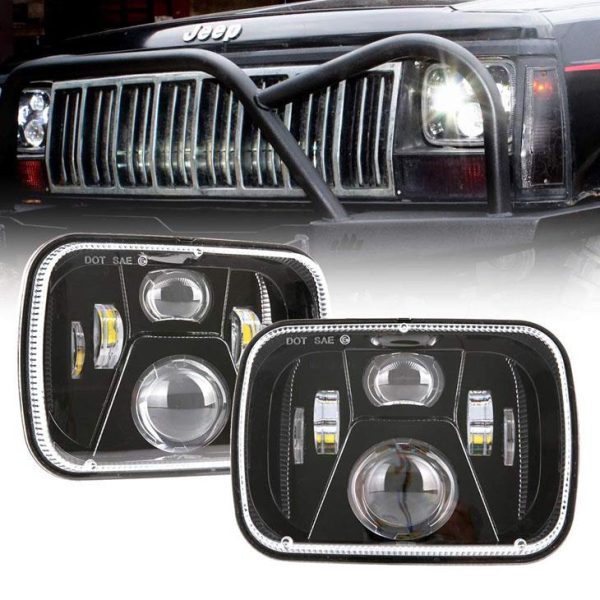 5x7 Polegada LED Retângulo Farol 60 W Com Feixe Hi / Lo Para Jeep YJ XJ MJ & Para Fora-de-estrada