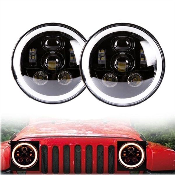 Morsun preto cromado 58w farol redondo LED para 07-17 Jeep Wrangler Unlimited JK 4 portas