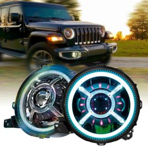 Jeep JL 2018 RGB Ring Jeep Wrangler Color Changing Halo Led Faróis