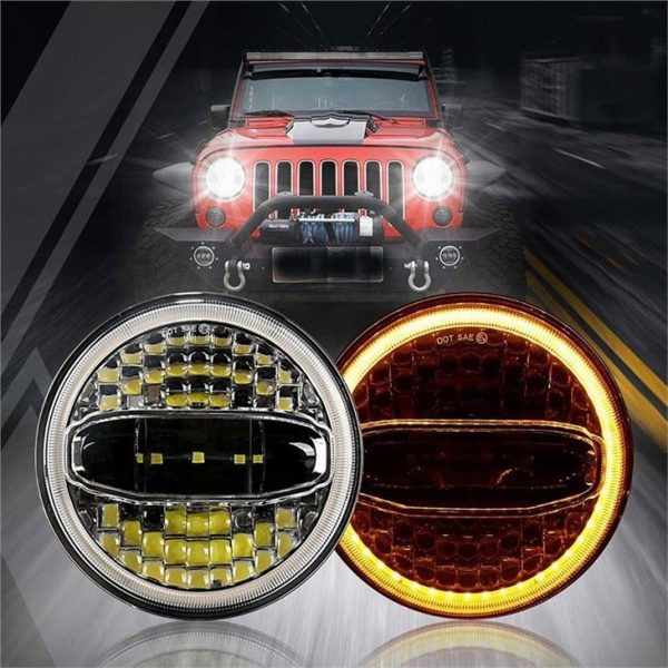 Morsun LED farol para jeep Harley 7 "redondo faróis Hi-lo Beam com olhos de anjo 12v 108W