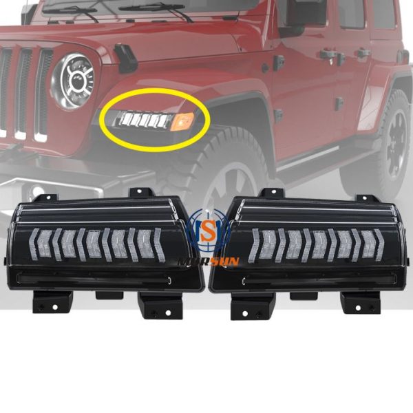 Morsun dianteiro frontal conduziu luz diurna com sinais de mudança sequenciais para jeep Wrangler JL Sahara Rubicon 2018+