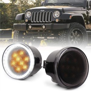 Morsun Led Turn Signal Light com halo para Jeep Wrangler Jk 07-14 luz da grade dianteira