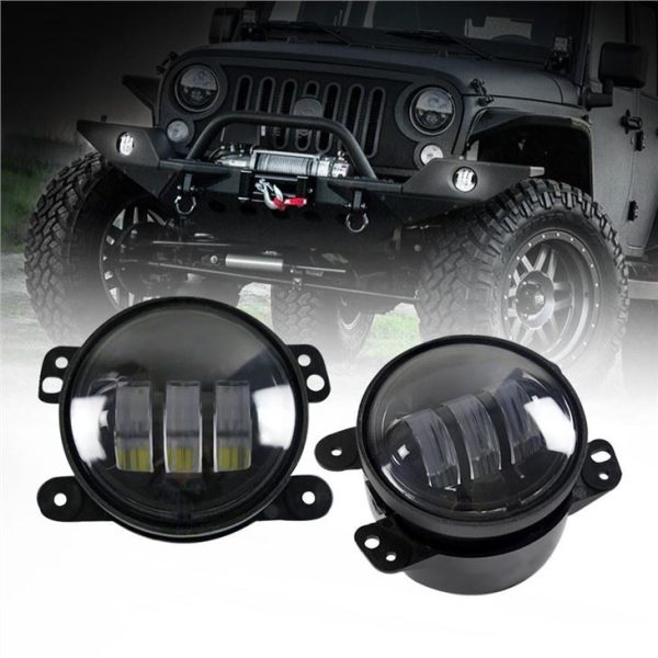 Farol redondo LED preto cromado Morsun para jeep Wrangler JK TJ LJ