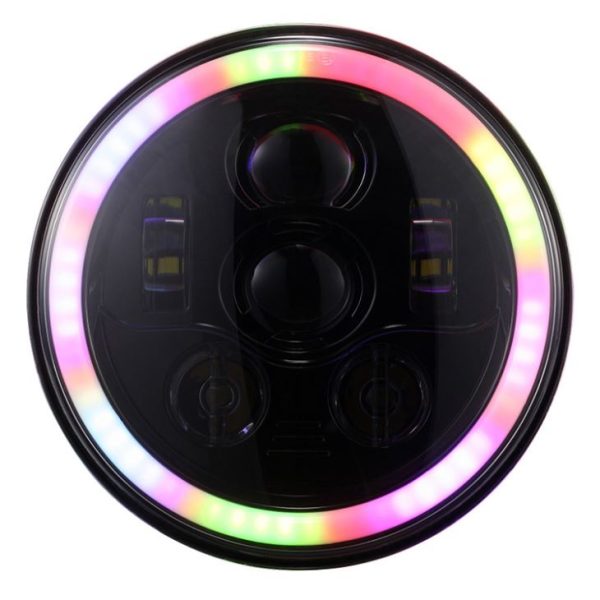 Nova Função Multi-cores 7 Polegada RGB Led Farol Com Luz de pisca amarela para Jeep JK