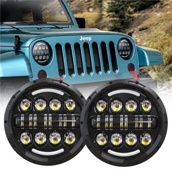 Faróis de feixe selado 7 polegadas para 07-17 Jeep Wrangler Hi-Lo Beam H4 12V 24V Farol com Halo